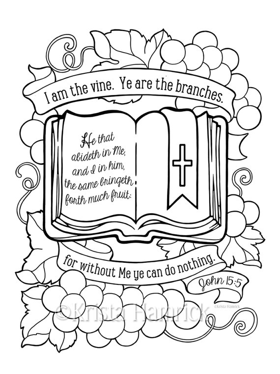 colouring pages bible i am the vine coloring page 85x11 bible journaling tip in pages bible colouring 
