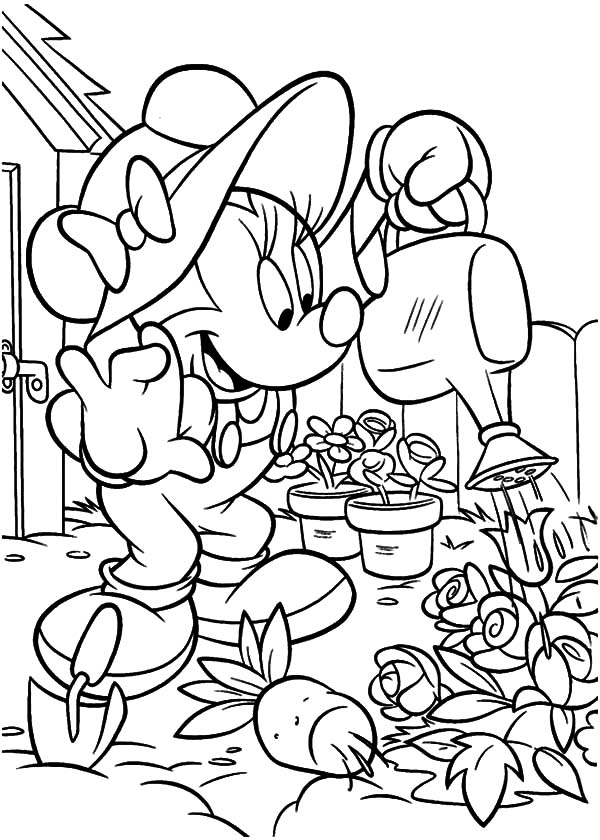 colouring pages garden minnie mouse working in the garden coloring pages minnie colouring pages garden 