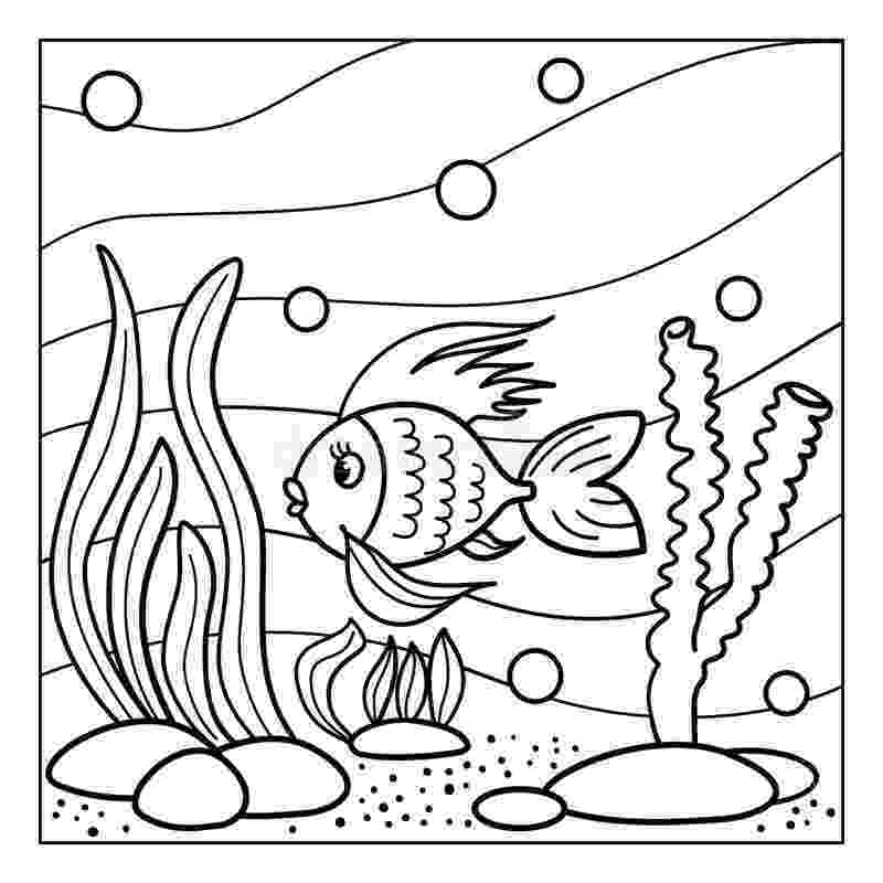aquarium coloring pages coloring page outline of underwater world for kids stock aquarium pages coloring 