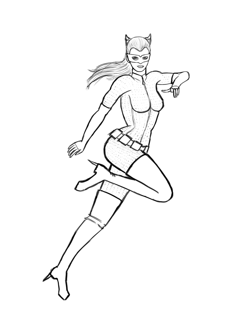 catwoman coloring page catwoman traditional inks on behance catwoman coloring page 