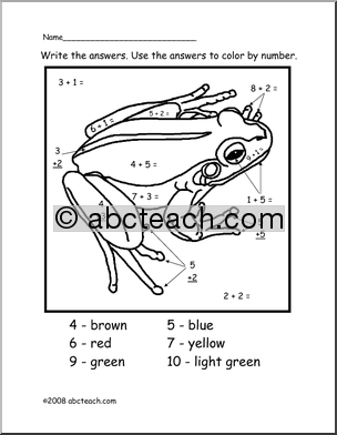 color by number frog addition skills adding up to ten primary color by by frog color number 