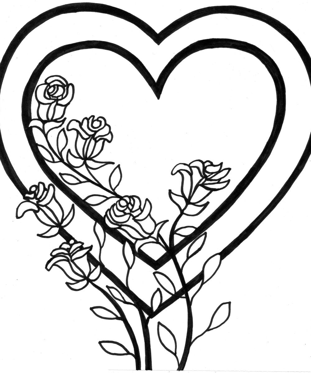 coloring pages of hearts with roses printable rose coloring pages for kids cool2bkids with coloring roses pages hearts of 