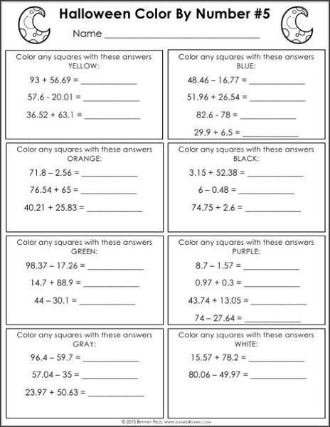 colour by number grade 5 5th grade math centers 5th grade fraction activities colour 5 grade number by 