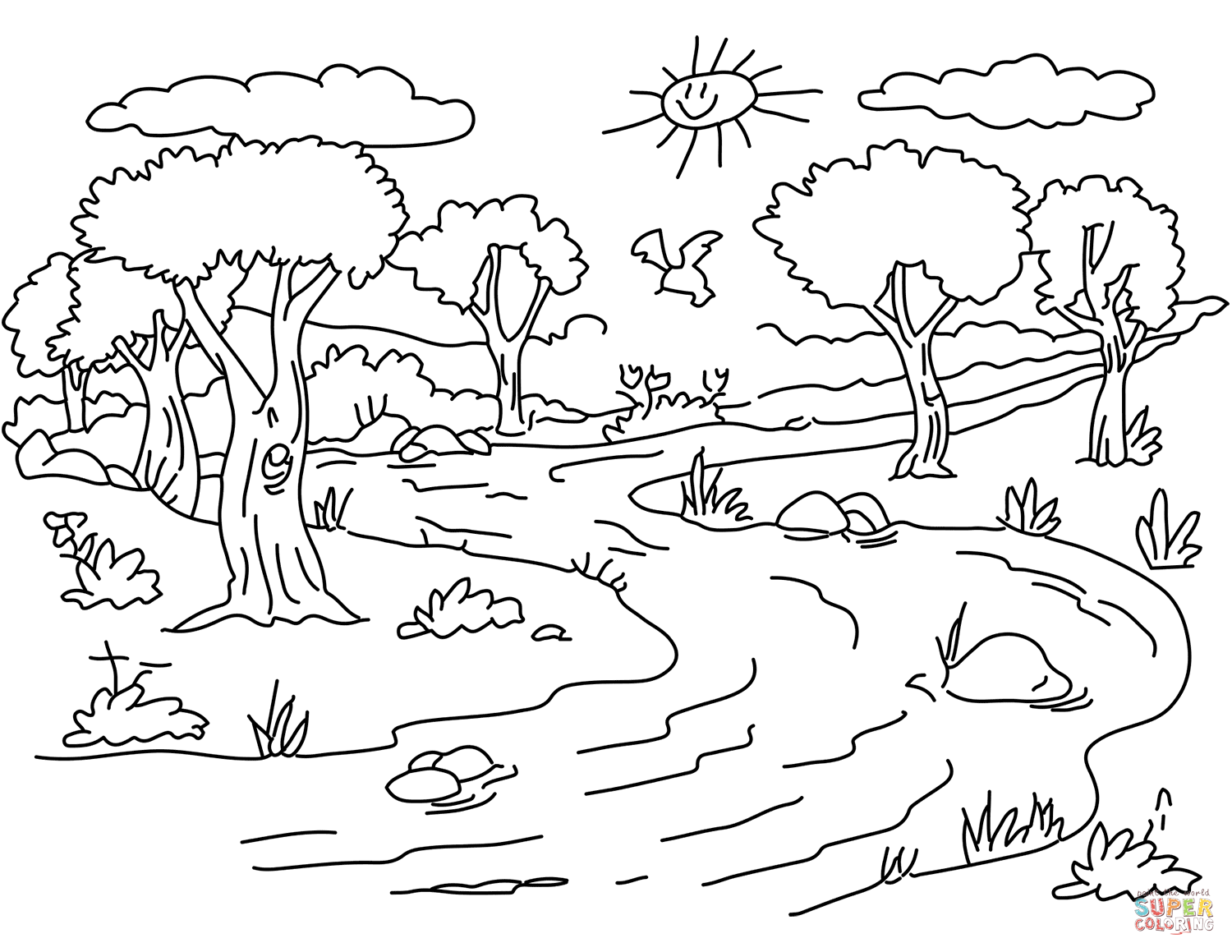 colouring pages landscapes simple river drawing at getdrawingscom free for pages colouring landscapes 