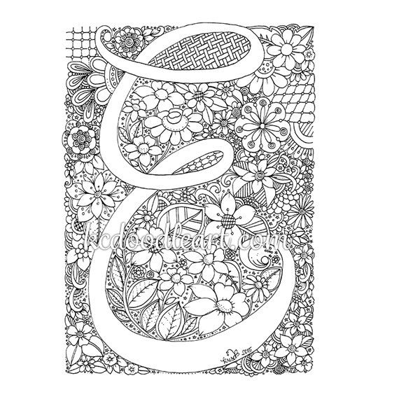 electronic coloring book for adults instant digital download adult coloring page letter e for electronic adults coloring book 