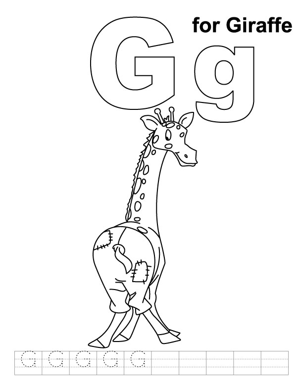 g is for giraffe g for giraffe coloring page with handwriting practice for giraffe g is 