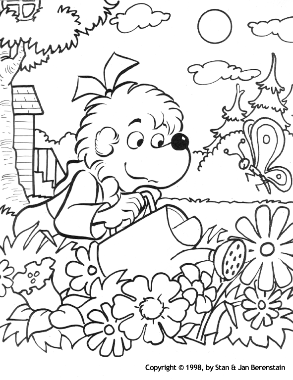 garden coloring sheet coloring activity pages sister bear watering the garden coloring sheet garden 