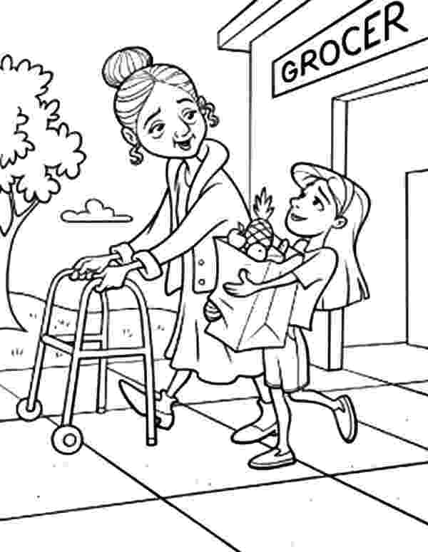 helping others coloring pages helping others take grandma to groceries store coloring coloring others pages helping 