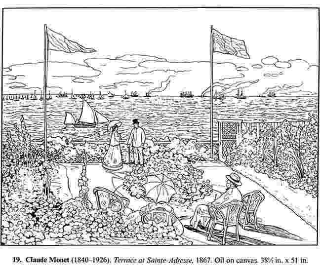 monet coloring pages coloring page of the boardwalk at trouville claude monet pages monet coloring 