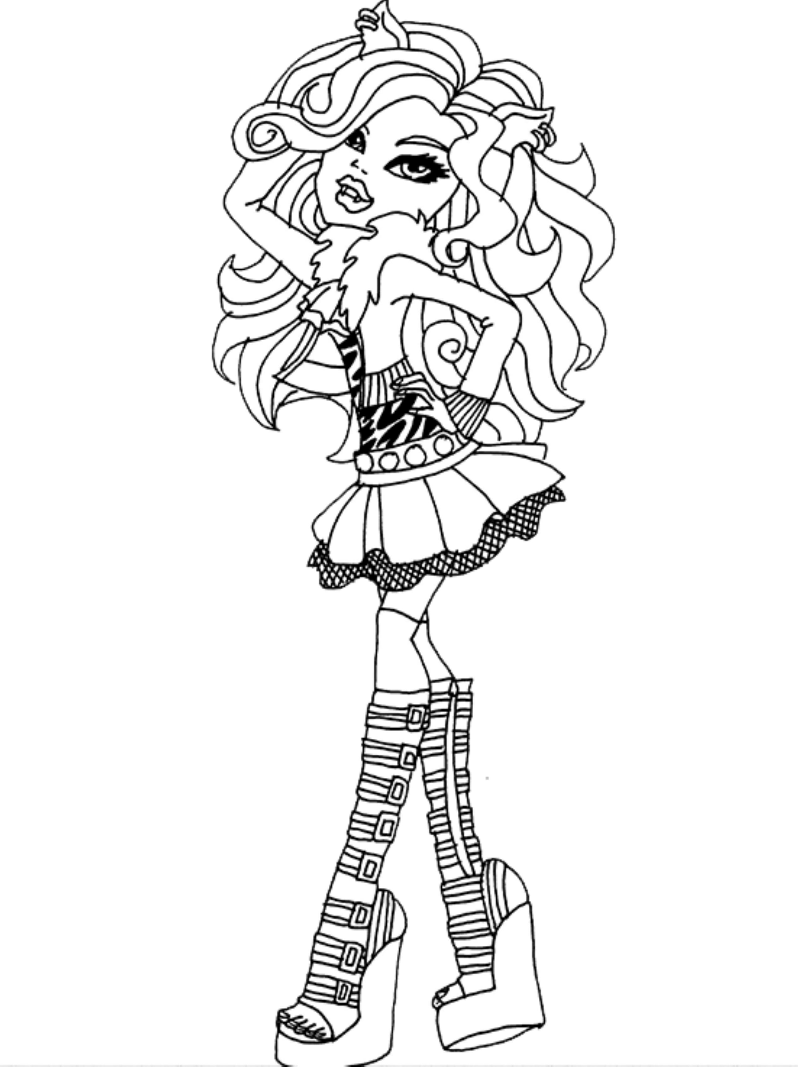 monster high coloring pages clawdeen wolf monster high clawdeen wolf drawing at getdrawingscom clawdeen high pages monster wolf coloring 