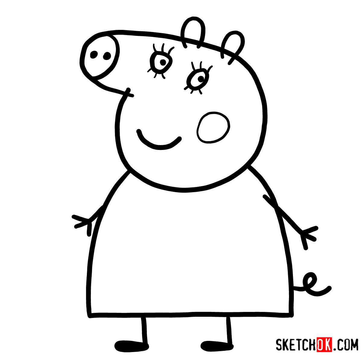 mummy pig how to draw mummy pig step by step drawing tutorials mummy pig 