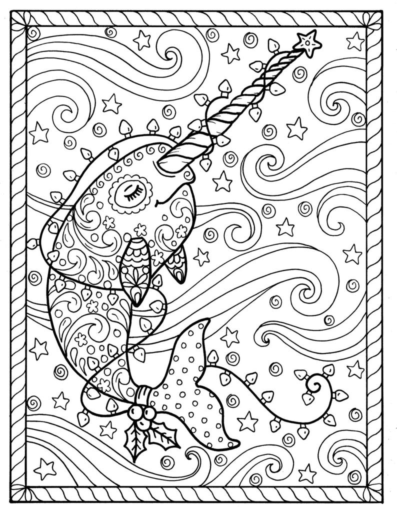 narwhal coloring page narwhal christmas coloring pages adult coloring books digi page narwhal coloring 