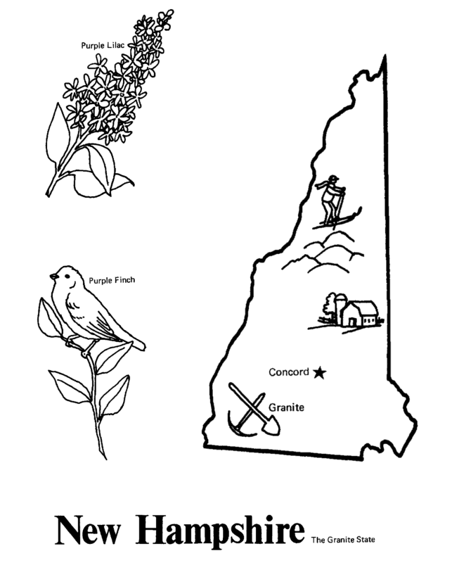 new hampshire coloring pages usa printables state outline shape and demographic map new coloring pages hampshire 