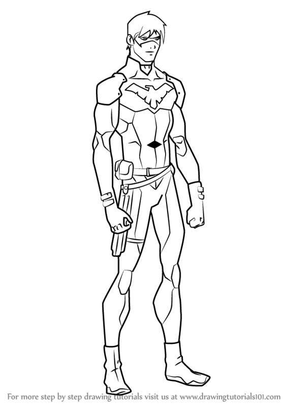 nightwing coloring pages young justice kid flash wally west nightwing dick grayson nightwing pages coloring 