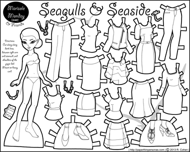 paper dressing up dolls marisole monday friends seagulls seaside paper thin dolls up paper dressing 