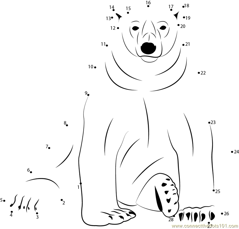polar bear printables sitting polar bear dot to dot printable worksheet bear polar printables 