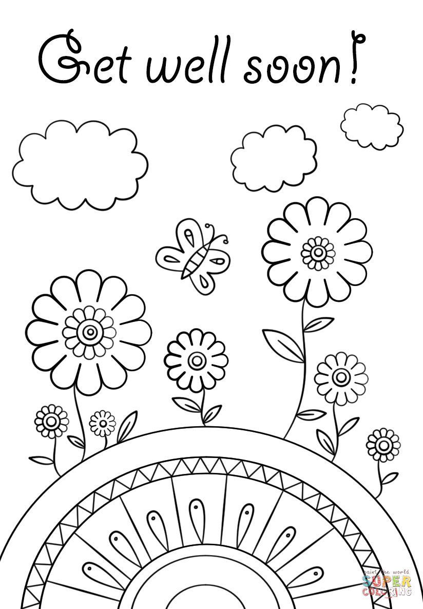 printable colouring get well cards get well soon doodle coloring page free printable cards printable colouring get well 