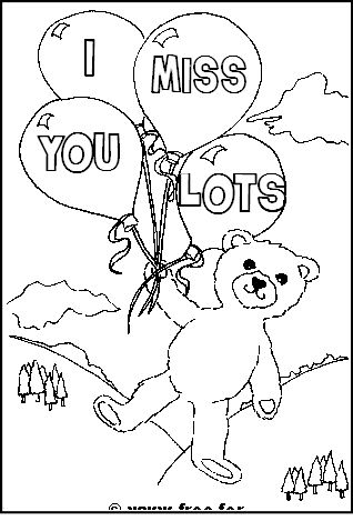 printable colouring get well cards teddy bear with i miss you message free get well cards well get cards colouring printable 