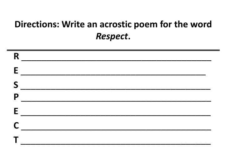 respect acrostic poem english worksheets respect acrostic poem respect poem acrostic 