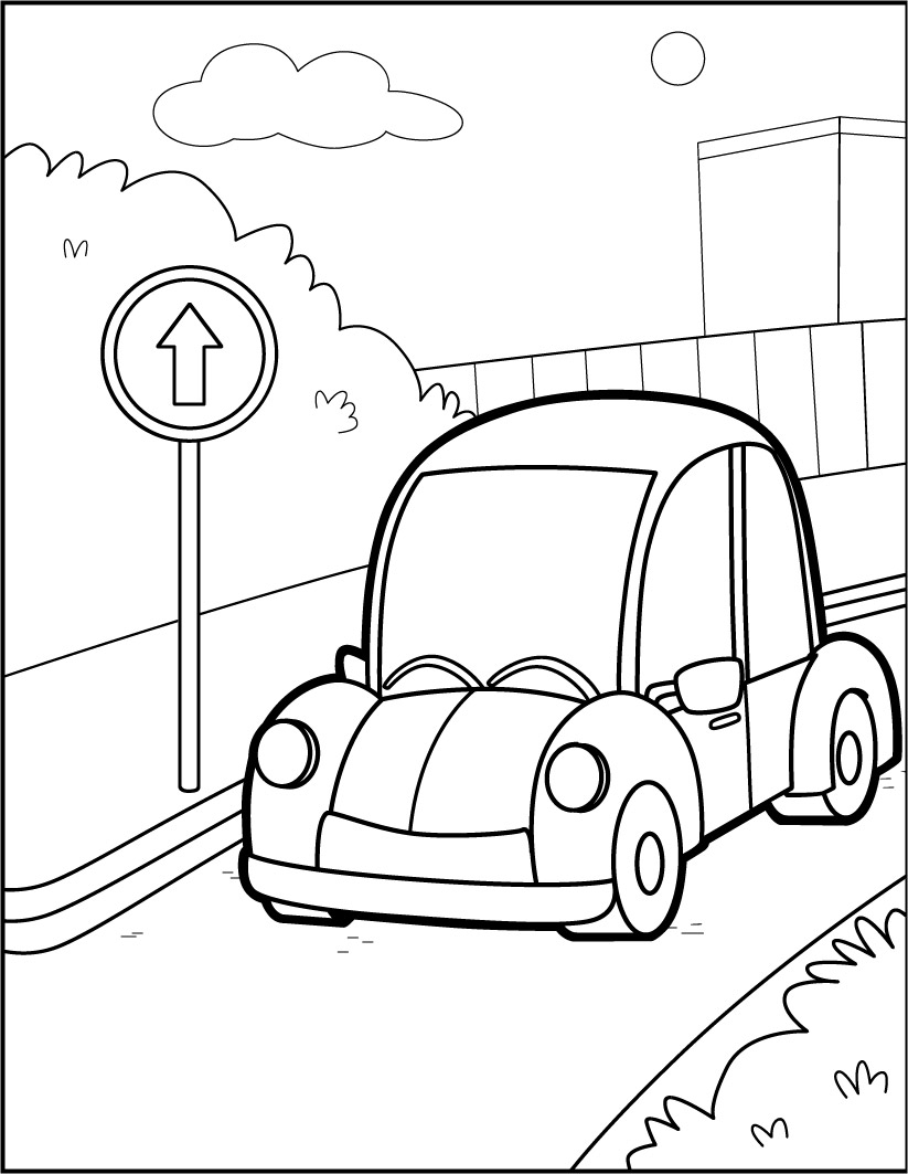 road coloring page car on the road coloring pages hellokidscom coloring page road 