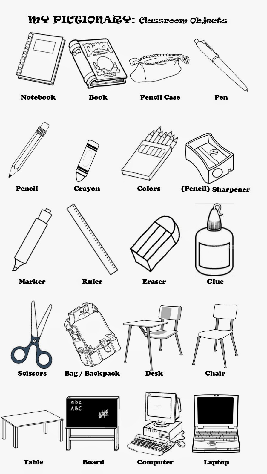school objects coloring pages classroom objects english teacher o prof de français coloring school objects pages 