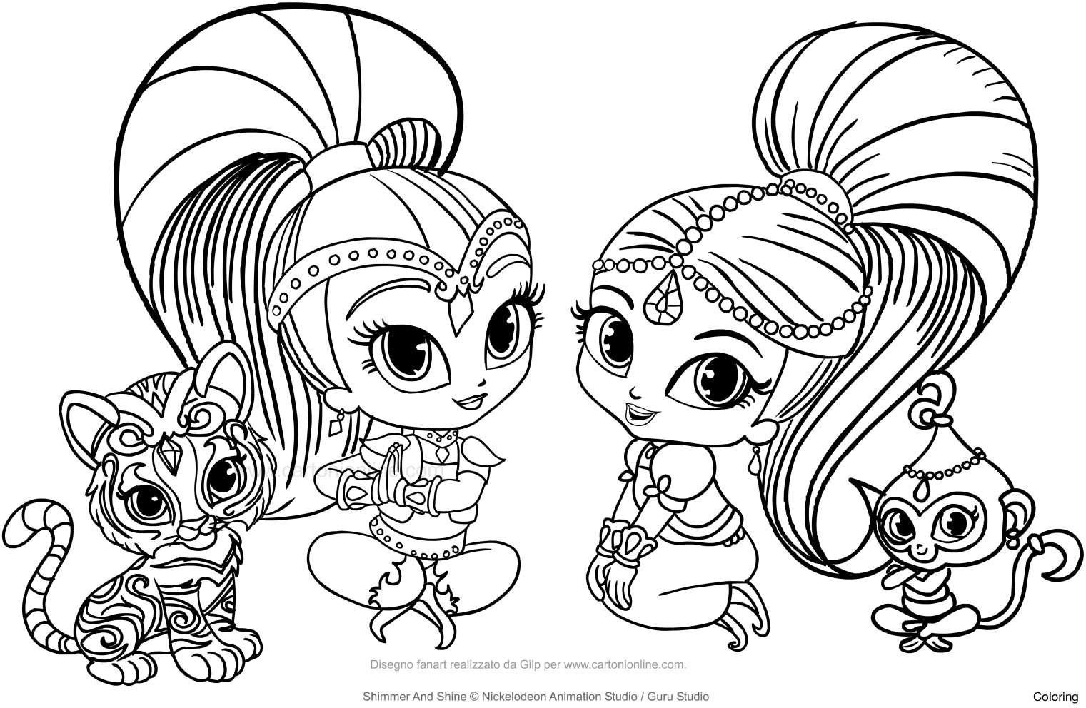 shimmer and shine to color shimmer and shine coloring page free printable coloring shimmer to and color shine 