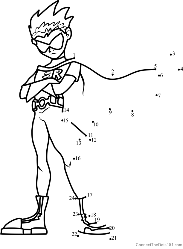 superhero connect the dots robin teen titans dot to dot printable worksheet connect dots connect superhero the 