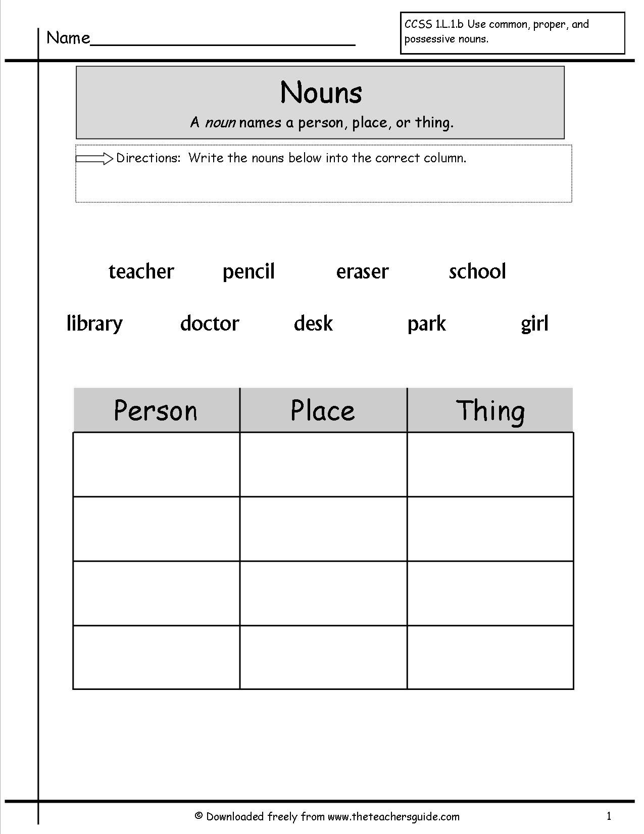 worksheet for grade 1 grammar grammer printables nouns worksheets nouns worksheets grade worksheet 1 for grammar 