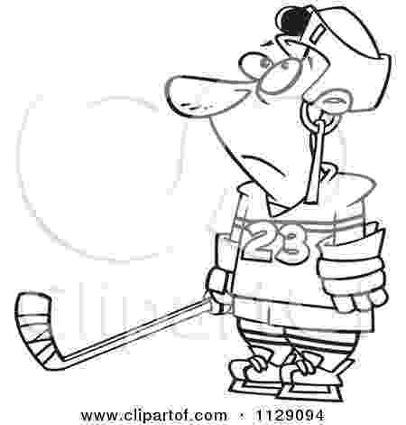 cartoon hockey player cartoon of an outlined hockey player with a puck stuck in player cartoon hockey 