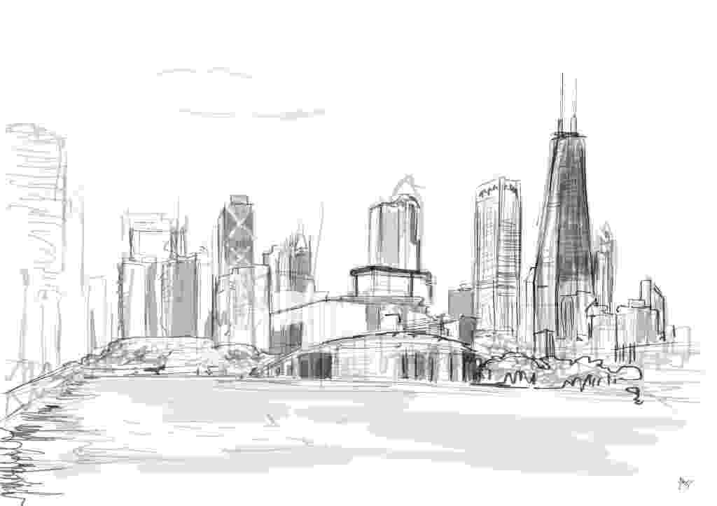 chicago skyline sketch art of elke reva sudin chicago sketches skyline sketch chicago 