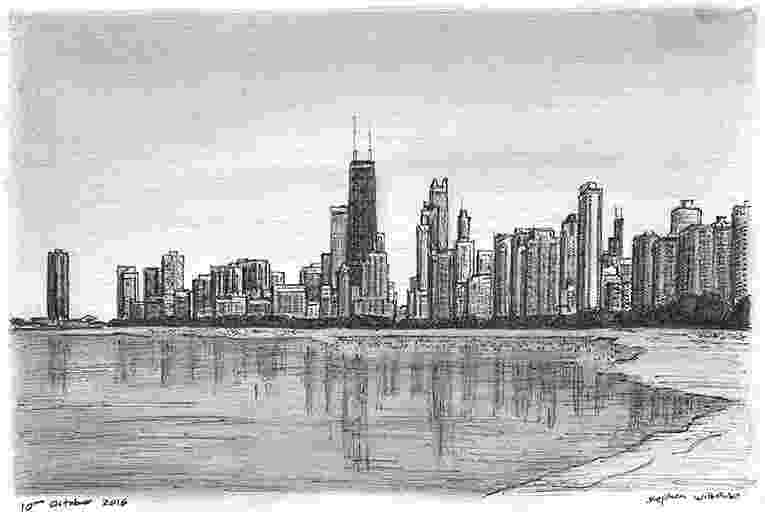 chicago skyline sketch chicago skyline from lakeshore drive original drawings sketch skyline chicago 
