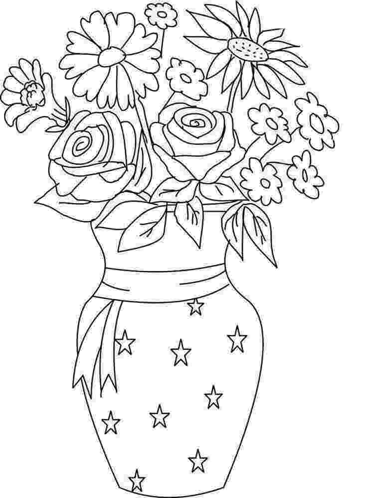 coloring pages flowers in vase flower vase drawing for kids at getdrawingscom free for in flowers coloring pages vase 