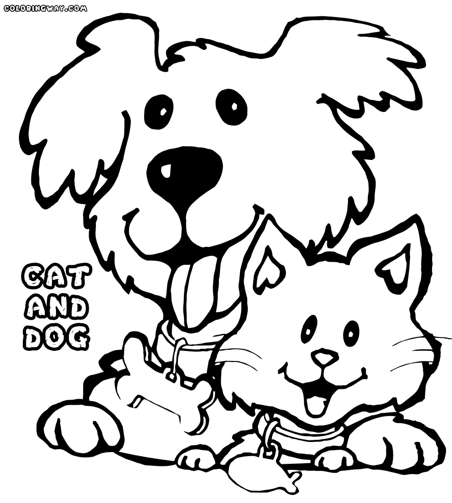 coloring pictures of cats and dogs dog and cat coloring pages getcoloringpagescom and pictures coloring of dogs cats 