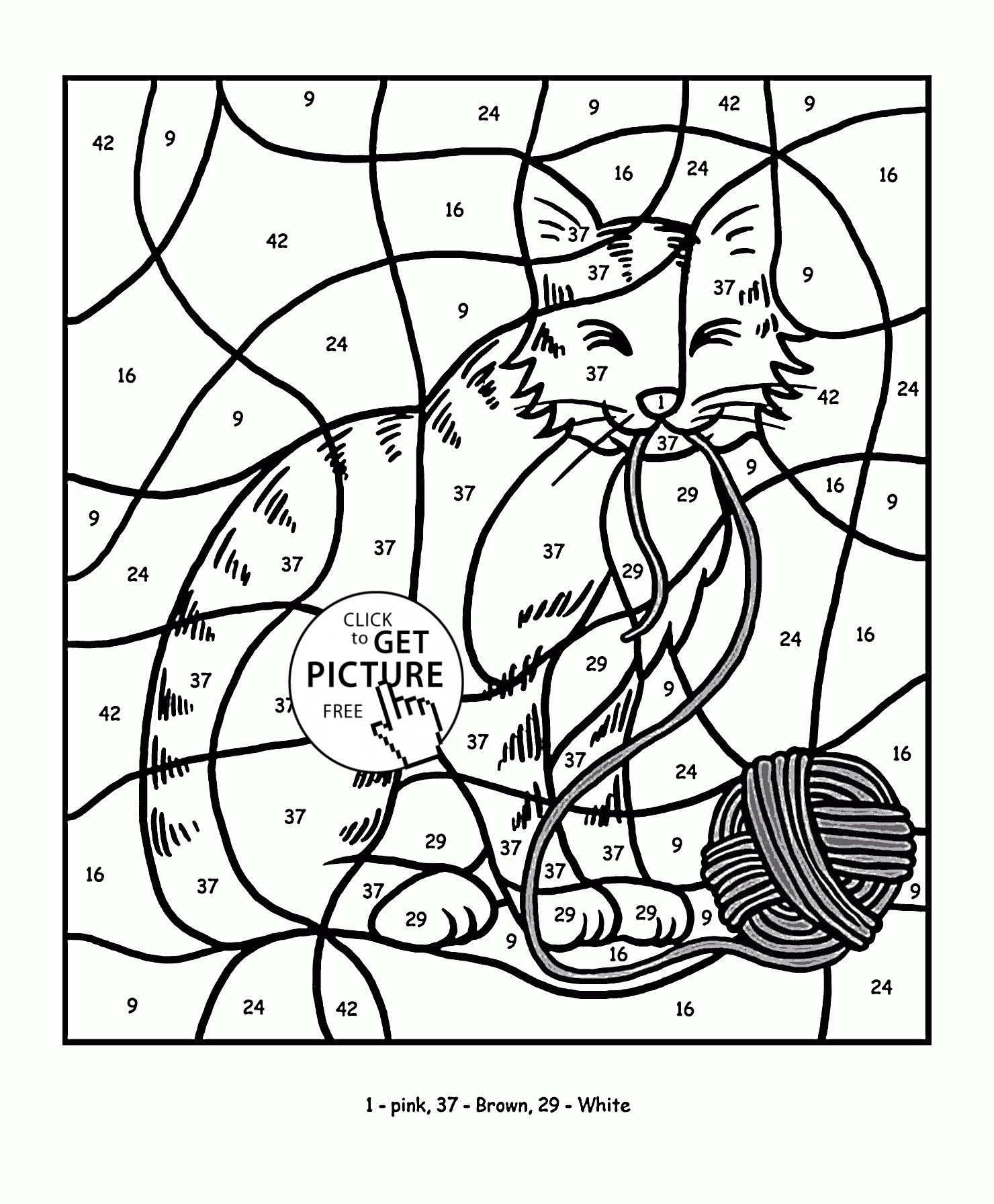 colour by number free printable color by number cat coloring page for kids education free number by printable colour 