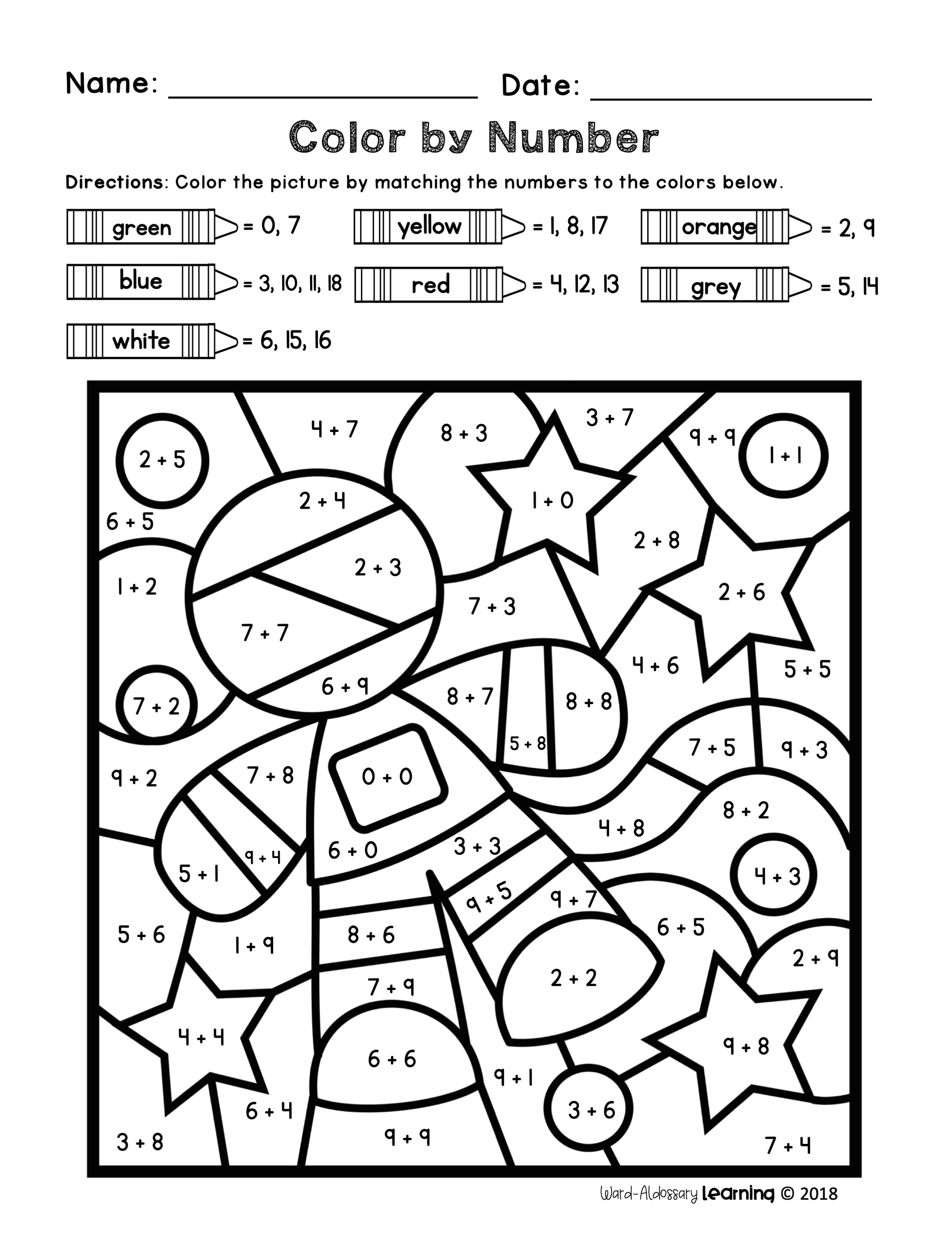 colour by number sums free color by code math color by number addition number colour sums by 