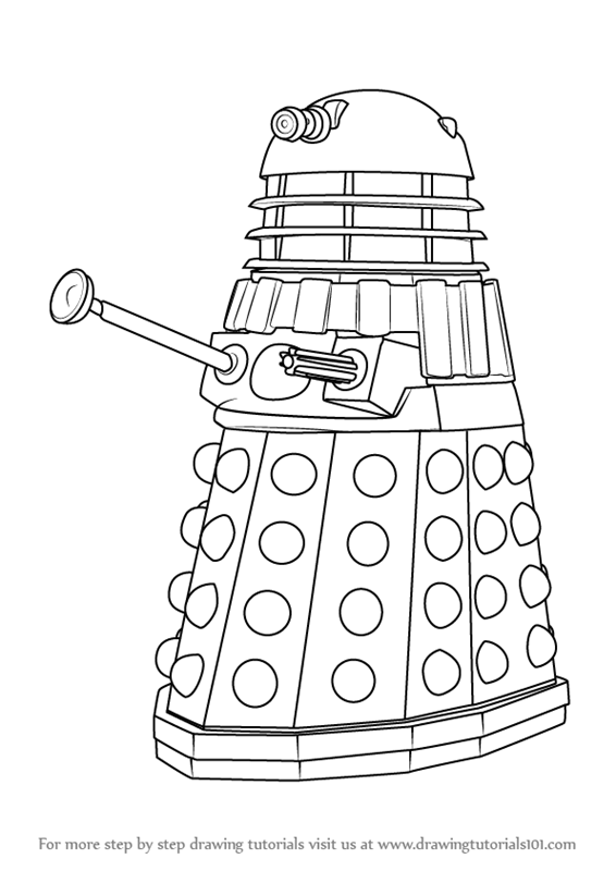 dalek coloring page learn how to draw dalek from doctor who doctor who step dalek coloring page 