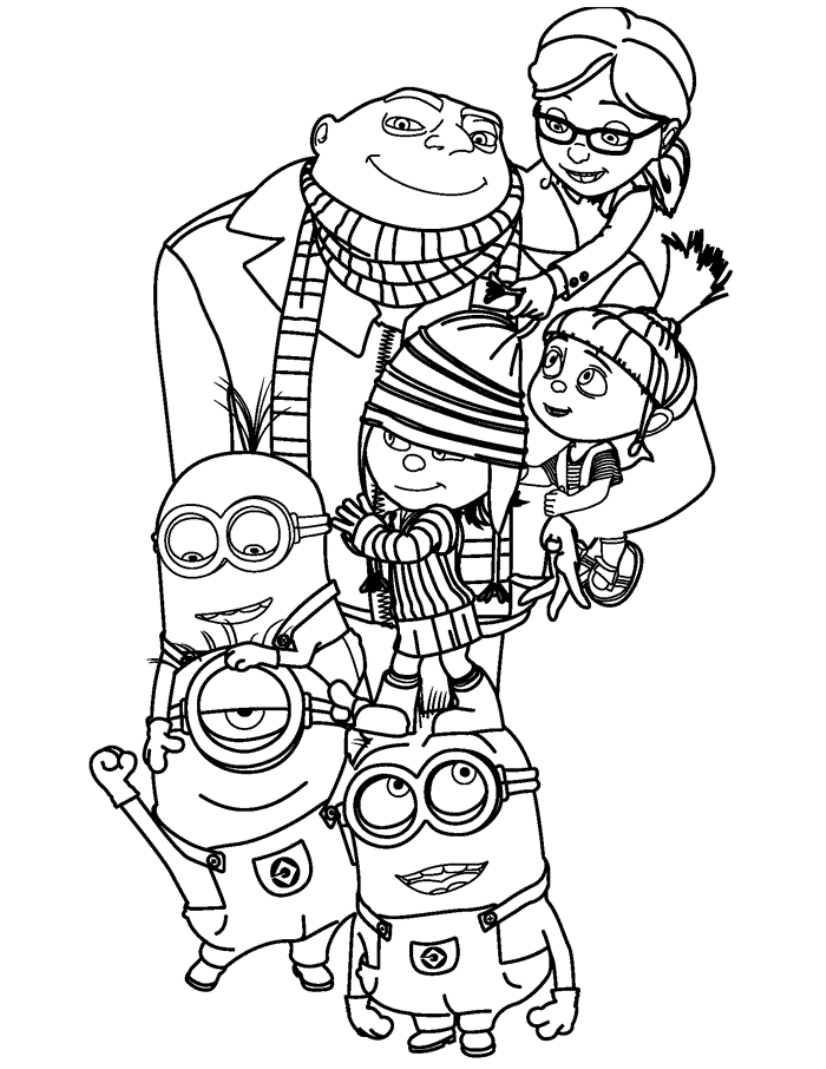 despicable me coloring pages free despicable me gru margo edith agnes and the gru39s me coloring free despicable pages 