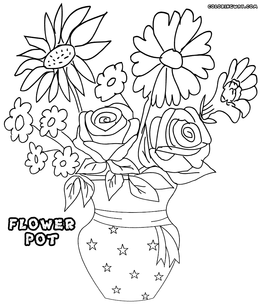 flower pot coloring page printable flower pot coloring page clipart best printable coloring page flower pot 