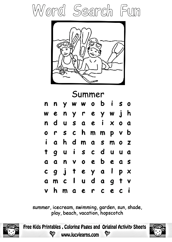 free printable summer safety coloring pages summer word search 3 5 language fun worksheets for safety summer free printable pages coloring 