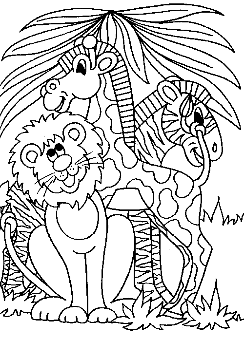 jungle animal coloring book pages lion zebra giraffe familycornercom jungle book coloring pages animal 