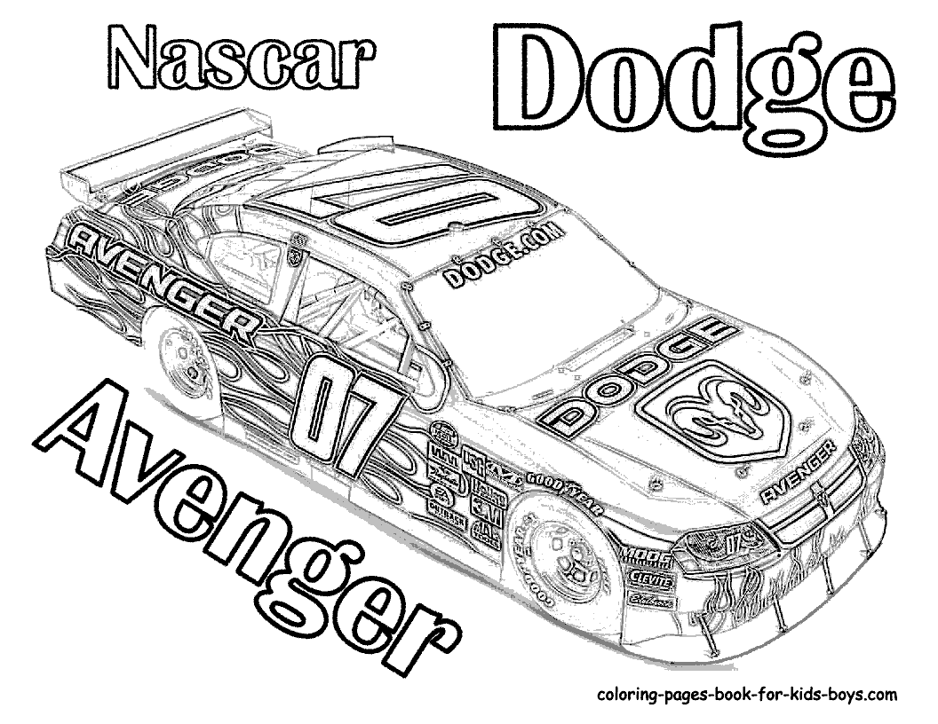 nascar coloring book race car coloring pages of nascar dodge avenger 07 book nascar coloring 