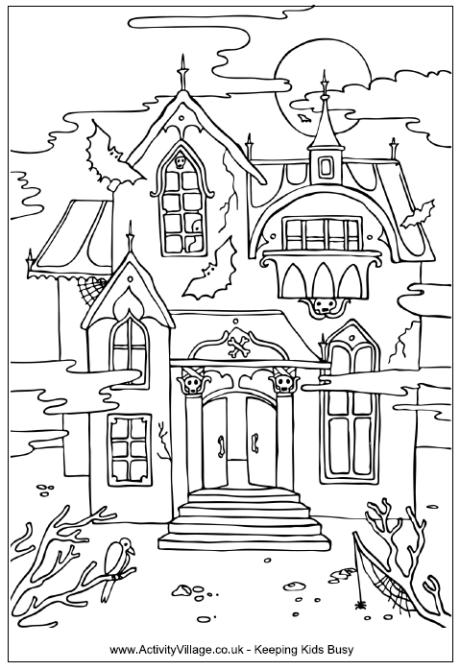 printable haunted house coloring pages reading comprehension stories halloween haunted houses pages house haunted printable coloring 