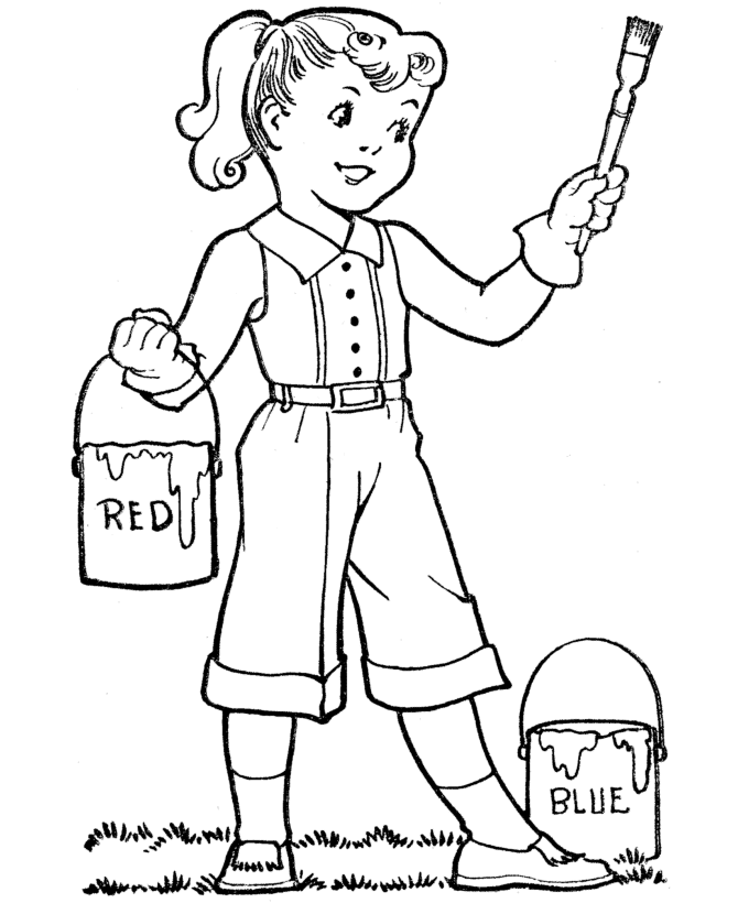 printable pictures to paint for kids bluebonkers girl coloring pages painter girl free pictures printable to for paint kids 