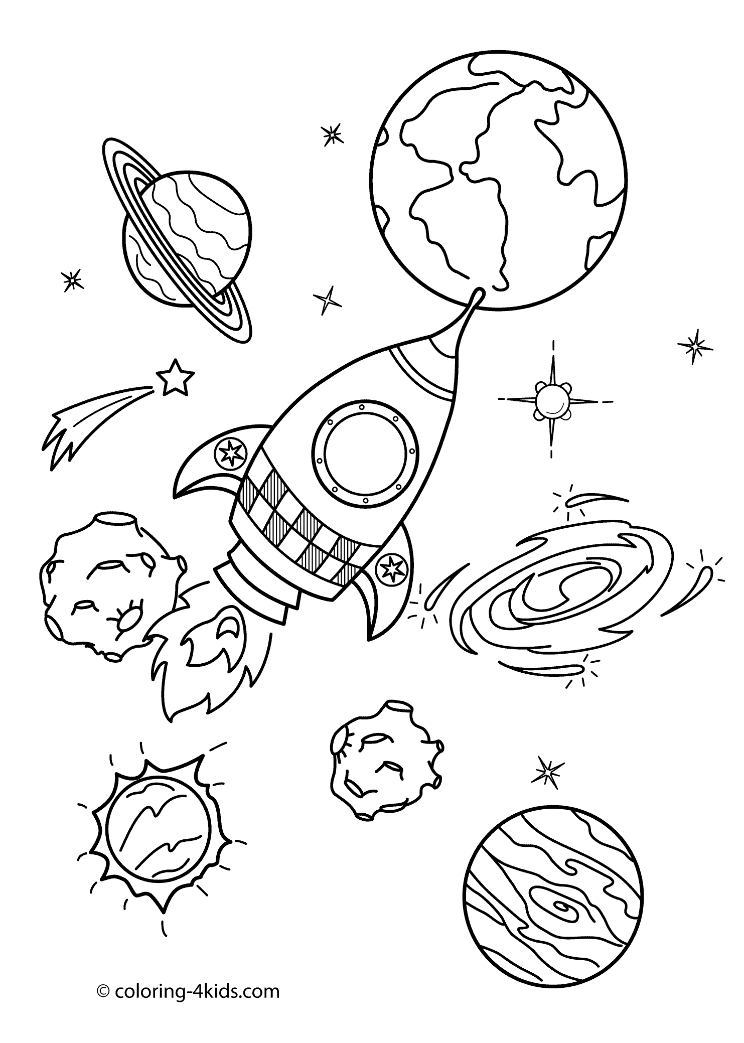 space coloring sheet trippy space rocket and planets coloring page free coloring sheet space 