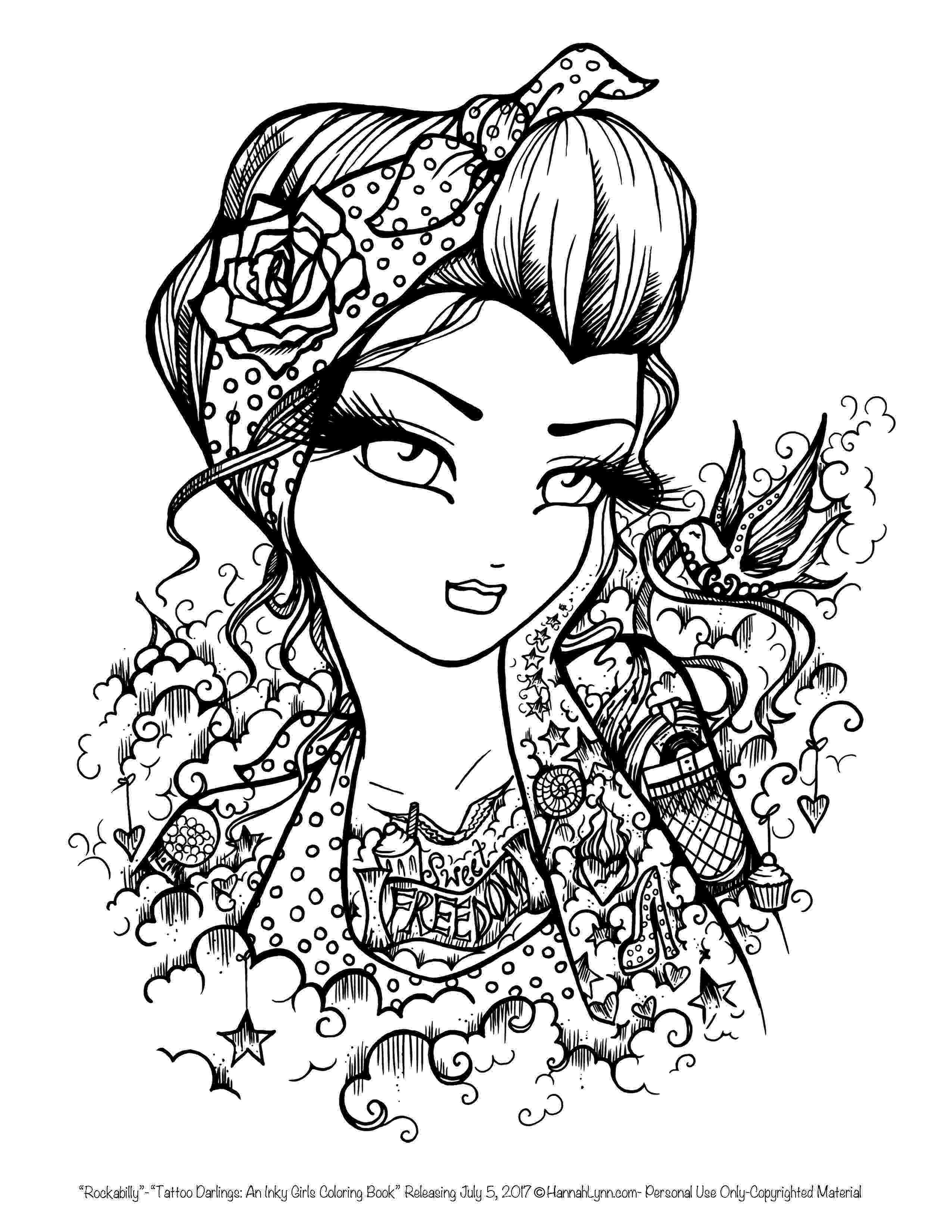 tattoo coloring page tattoo darlings free sample coloring page rockabilly girl coloring tattoo page 