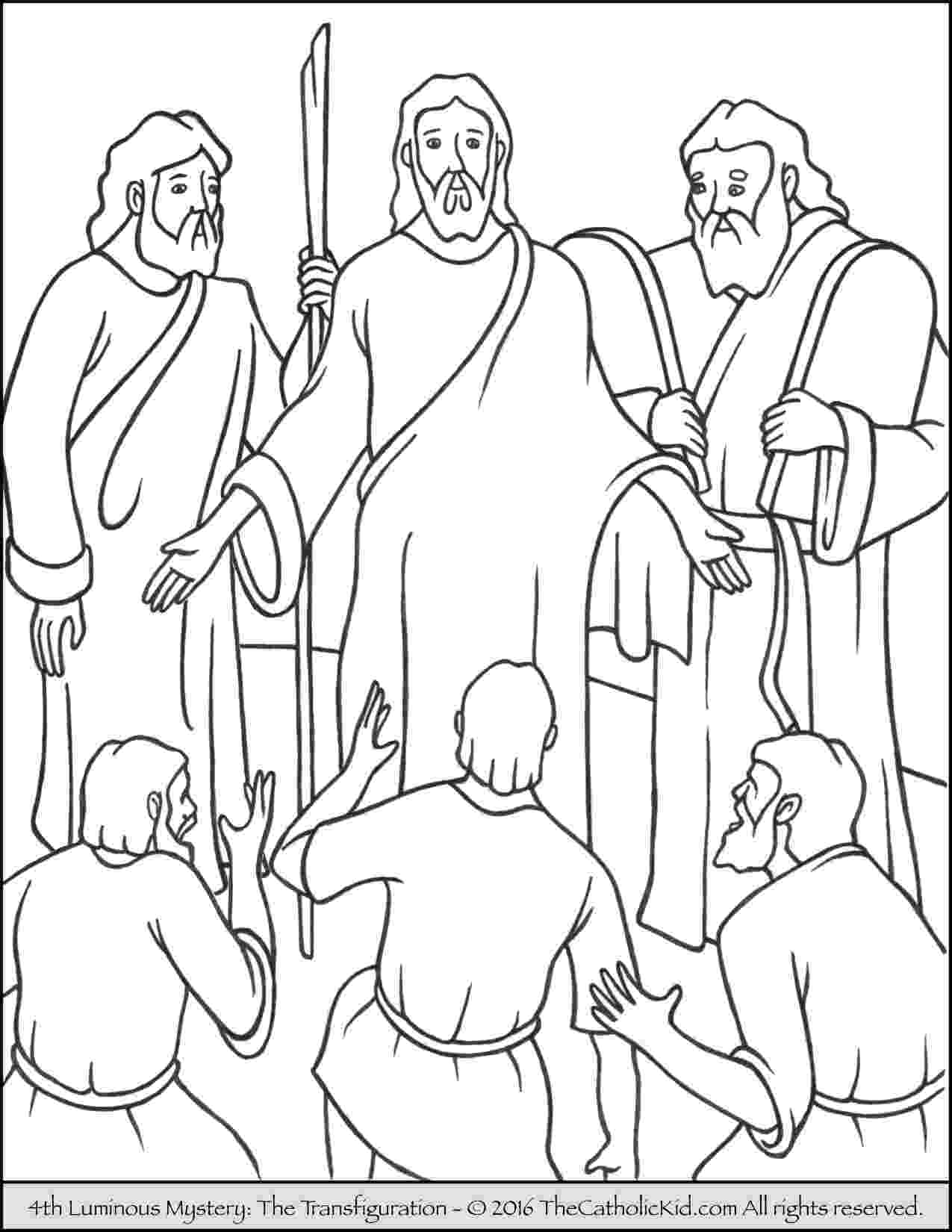 the transfiguration of jesus coloring page luminous mysteries rosary coloring pages the catholic kid coloring jesus of transfiguration page the 
