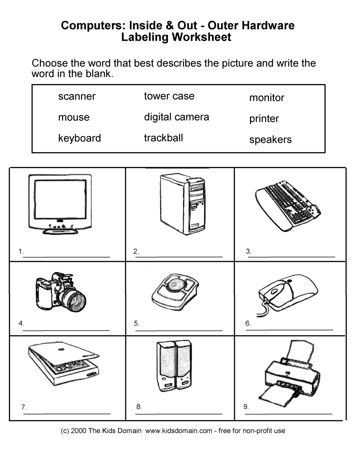 worksheet for kindergarten computer learning the computer parts matching worksheet by aimee for kindergarten computer worksheet 
