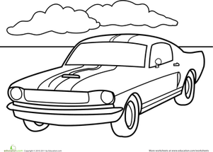 car coloring pages for preschoolers mustang worksheet educationcom car for coloring preschoolers pages 