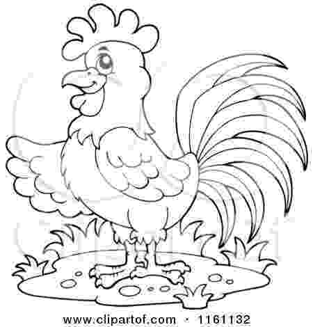 cartoon rooster black and white rooster with long tail feathers clipart cartoon rooster 