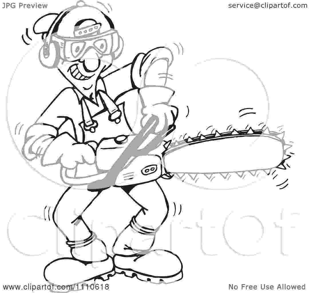 chainsaw coloring pages clipart black and white tree trimmer starting up his chainsaw coloring pages 